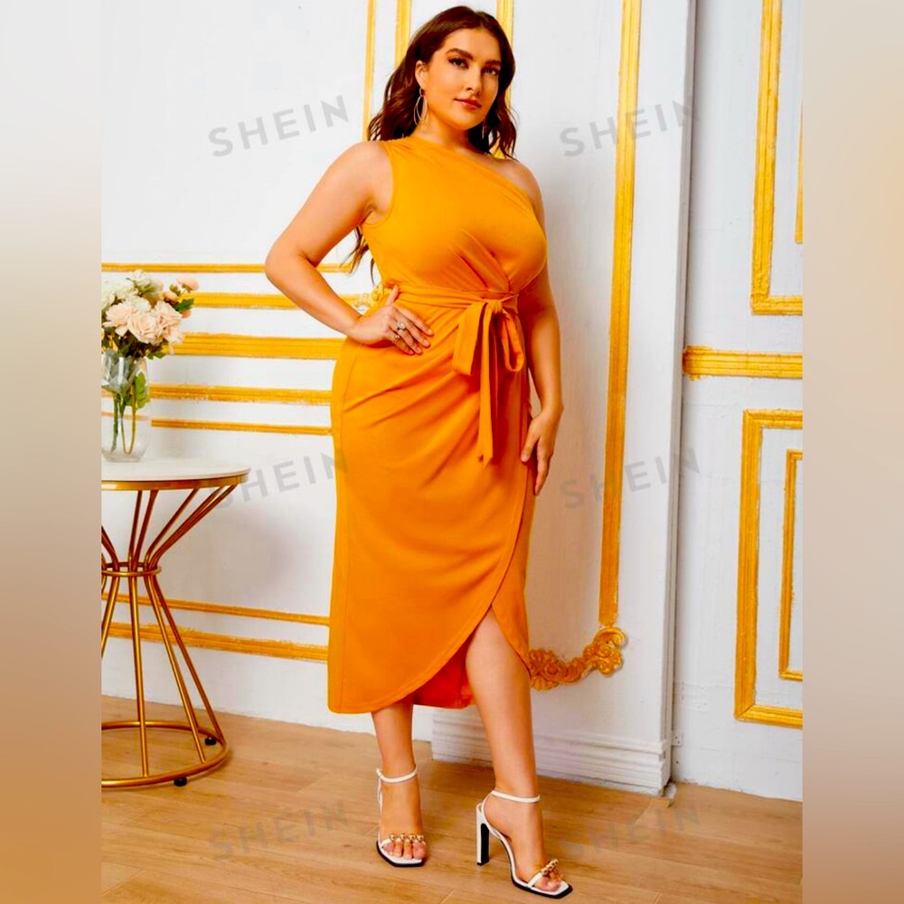 SHEIN Asymmetrical Neck One Shoulder Dress Size: 3XL